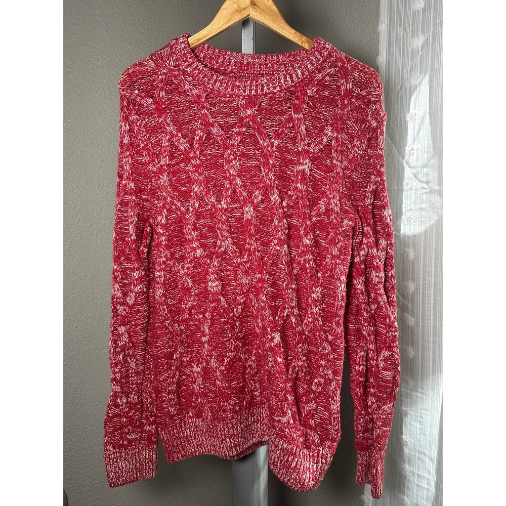 Vtg Abercrombie Men's Chunky Knit Fisherman Crewneck Wool-Blend Sweater Y2K